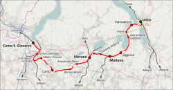 A Como–Lecco-vasútvonal útvonala