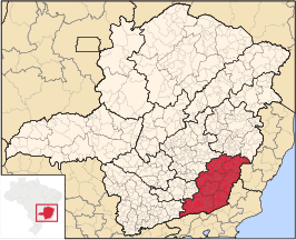 Ligging van de Braziliaanse mesoregio Zona da Mata in Minas Gerais