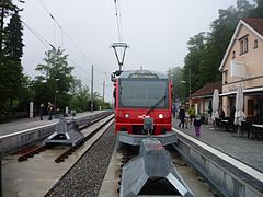 View from the end of the station platform, looking north