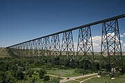 20. KW Der 1909 gebaute Lethbridge Viaduct in der Nähe von Lethbridge, Alberta, Kanada.