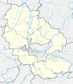 Mapa konturowa powiatu bydgoskiego, po lewej znajduje się punkt z opisem „Strzelewo”