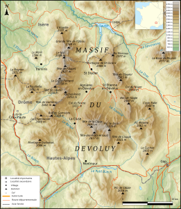 Topographische Karte des Dévoluy-Massivs