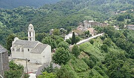 The church and surrounding buildings in Chiatra