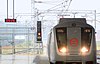 A Delhi Metro train at Yamuna Bank station in 2010