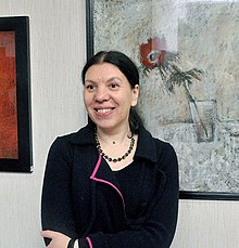 Ekaterina Posetselskaya at the exhibition, 2016