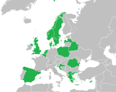 Mapa z zaznaczeniem państw uczestniczących