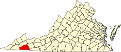 Karte von Washington County innerhalb von Virginia