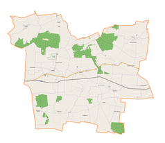 Mapa konturowa gminy Miączyn, na dole nieco na lewo znajduje się punkt z opisem „Niewirków”