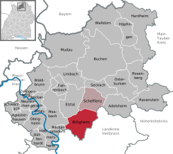 Elhelyezkedése Baden-Württemberg térképén