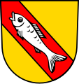 im Schrägbalken, redend: (Fischingen/Baden)