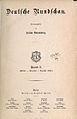 Titelblatt der Erstausgabe der Deutschen Rundschau, 1874, mit Siegel des Gebrüder Paetel Verlags