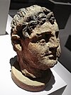 Head of a Greco-Bactrian ruler with diadem, Temple of the Oxus, Takht-i Sangin, 3rd–2nd century BCE. This could also be a portrait of Seleucus I.[50]