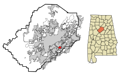 Location in Jefferson County and the state of Alabama before annexation