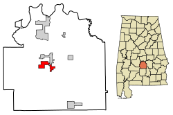 Location of Gordonville in Lowndes County, Alabama.