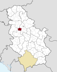 Location of the municipality of Obrenovac within Serbia