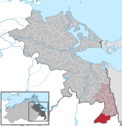 Elhelyezkedése Mecklenburg-Elő-Pomeránia térképén