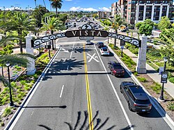 Vista Gateway Arch at S Santa Fe Ave and Main St near downtown