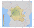 Congo and Lualaba with topography and political borders