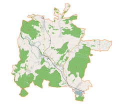 Mapa konturowa gminy Marciszów, u góry nieco na lewo znajduje się punkt z opisem „Świdnik”