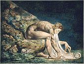 Newton; de William Blake; 1795; imprimare color, stilou și cerneală, acuarelă; 46 x 60 cm; Tate Britain (Londra)