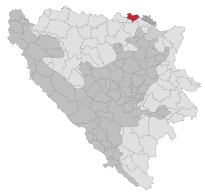 Lage der Gemeinde Odžak (Stadt) in Bosnien und Herzegowina (anklickbare Karte)