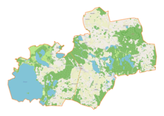 Mapa konturowa gminy Pozezdrze, po lewej znajduje się punkt z opisem „Róg”