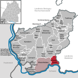 Elhelyezkedése Baden-Württemberg térképén