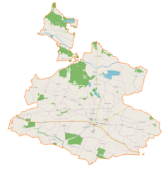 Mapa konturowa gminy Stopnica, blisko centrum u góry znajduje się punkt z opisem „Żerniki Dolne”