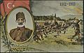 Mehmed Şükrü Paşa ve Balkan Harbi'nde savaşan Osmanlı askerlerini gösteren bir afiş.