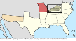 Map of the change to the Confederate States on November 20, 1861