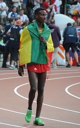 Dejen Gebremeskel tijdens de Olympische Spelen van 2012 in Londen.