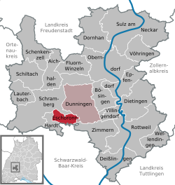 Elhelyezkedése Baden-Württemberg térképén