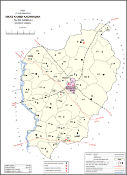 Map showing Kachhauna Patseni and Kachhauna CD block