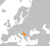 Location map for the State of Palestine and Serbia.