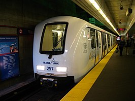 Mark II-treinstellen op het Waterfront Station