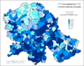 Share of Serbs in Vojvodina by settlements 1953