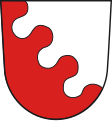 Gemeinde Weiler i. Allgäu Im Wolkenschnitt schräggeteilt von Silber und Rot.