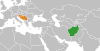 Location map for Afghanistan and Yugoslavia.