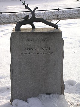 Het graf van Anna Lindh in Katarina kyrka, Stockholm.