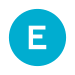 Rundes Liniensignet mit dem weißen Großbuchstaben E in türkis-blau gefülltem Kreis vor neutralem Hintergrund
