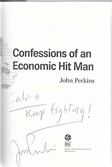 John Perkins imzalı kitap kapağı ile