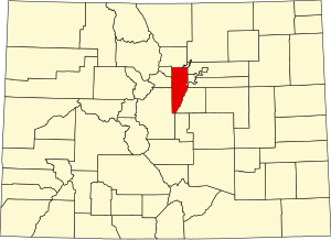 Map of Colorado highlighting Jefferson County