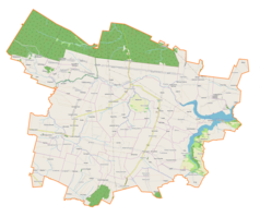 Mapa konturowa gminy Pawłów, w centrum znajduje się punkt z opisem „Pawłów”