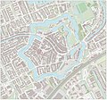 Plattegrond van het centrum in 2016. De binnengracht is grotendeels gedempt, maar de vorm van de oude vesting is nog goed te zien.