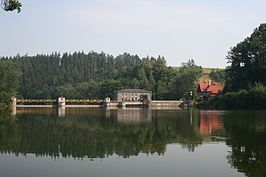 Stuwmeer en waterkrachtcentrale van Wrzeszczyn.