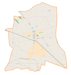 Mapa konturowa gminy Dąbrowice, u góry po lewej znajduje się punkt z opisem „Rozopol”