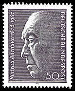 Briefmarke der Deutschen Bundespost zum 100. Geburtstag von Konrad Adenauer (1976)