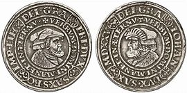Friedrich III., der Weise und Johann (1486–1525), Dicktaler 1525, Münzstätte Buchholz
