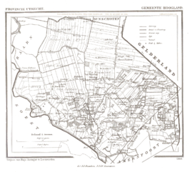 Hoogland in 1868 met de polder Neerduist