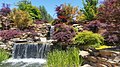 A small waterfall within the flowery vista